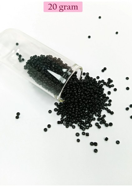 Dökme Cam Kum Boncuk (11/0) 2 mm - 20 Gram - Siyah - BNC010