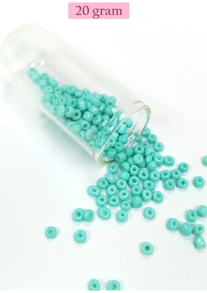 Dökme Cam Kum Boncuk Büyük Boy (6/0) 4 mm - 20 Gram - Açık Yeşil - BNC088