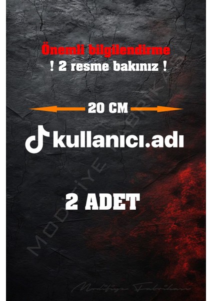 Tiktok Logolu Kullanıcı Adı Sticker Folyo - 2 Adet 20 cm - Beyaz -