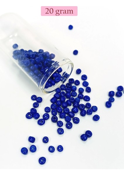Dökme Cam Kum Boncuk Büyük Boy (6/0) 4 mm - 20 Gram - Koyu Mavi - BNC103