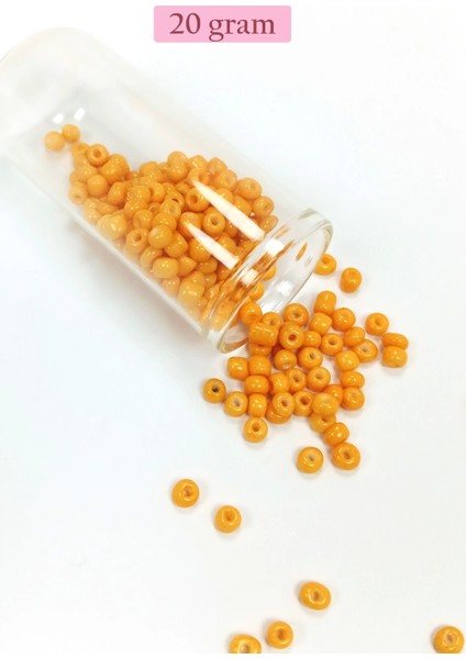 Dökme Cam Kum Boncuk Büyük Boy (6/0) 4 mm - 20 Gram - Açık Turuncu - BNC095