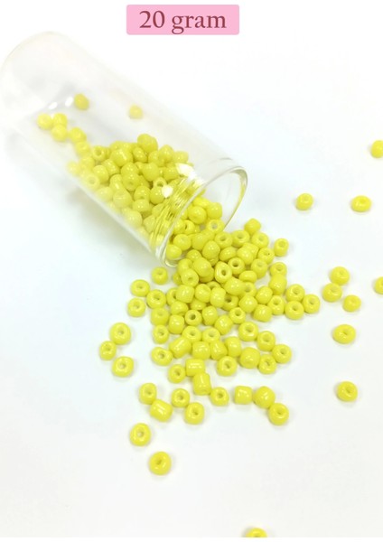 Dökme Cam Kum Boncuk Büyük Boy (6/0) 4 mm - 20 Gram - Sarı - BNC090
