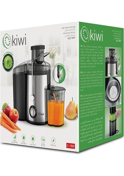 KCJ-1807 Katı Meyve Sıkacağı - Siyah / Gri - 600 Watt