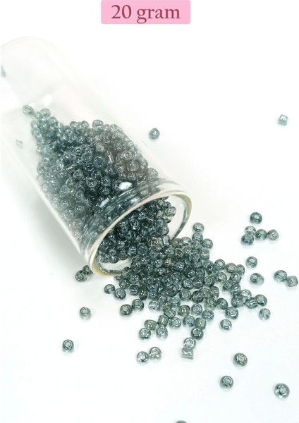Dökme Cam Kum Boncuk (8/0) 3 mm - 20 Gram - Şeffaf Gri - BNC174