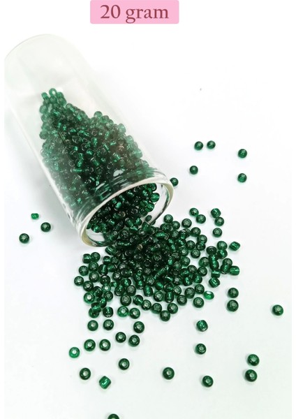 Dökme Cam Kum Boncuk (8/0) 3 mm - 20 Gram - Koyu Yeşil - BNC146
