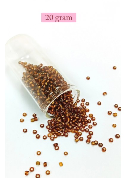 Dökme Cam Kum Boncuk (8/0) 3 mm - 20 Gram - Şeffaf Kahve - BNC157