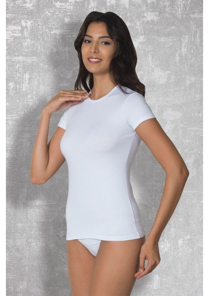 Kadın Modal Yuvarlak Yaka Kısa Kollu T Shirt 9367