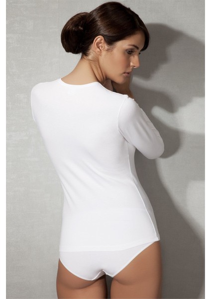 Kadın Modal Derin V Yaka Uzun Kollu T Shirt 9385 fiyatları