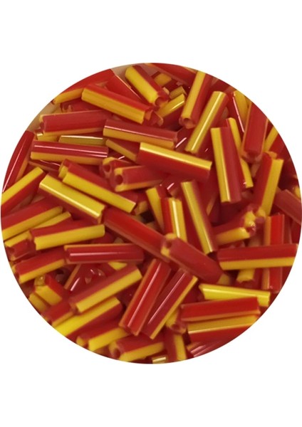 Uzun Boru Kesme Boncuk Çap 2mm Uzunluk 10 mm - 20 Gram - Sarı Kırmızı - BNC235 fiyatları