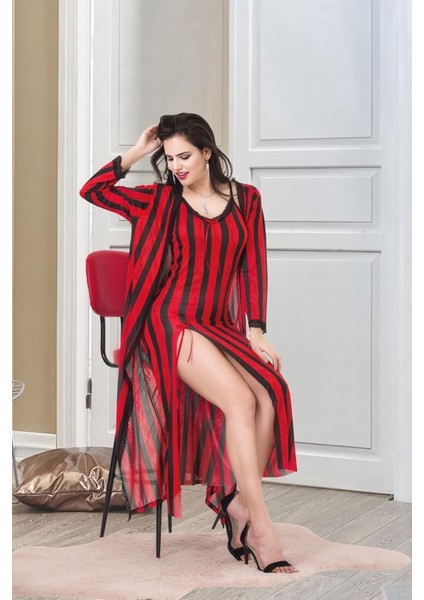 Izabel Kadın Üzün Ipeks Kumaşı Desanlı Sabahlık ve Gecelık fiyatları