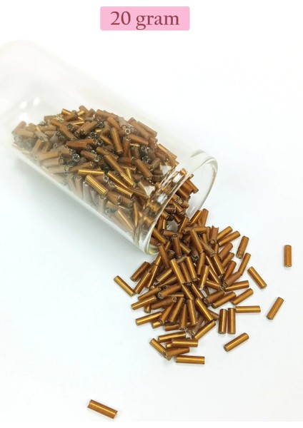 Uzun Boru Kesme Boncuk Çap 2mm Uzunluk 10 mm - 20 Gram - Gold - BNC248