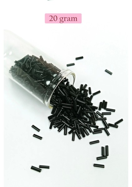 Uzun Boru Kesme Boncuk Çap 2mm Uzunluk 10 mm - 20 Gram - Siyah - BNC241