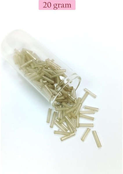 Uzun Boru Kesme Boncuk Çap 2mm Uzunluk 10 mm - 20 Gram - Şeffaf Bej - BNC237