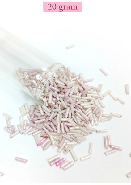 Uzun Boru Kesme Boncuk Çap 2mm Uzunluk 10 mm - 20 Gram - Mat Beyaz - BNC263