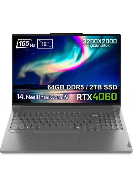 Thinkbook 16PG5 IRX Intel Core i9-14900HX 64GB DDR5 2TB SSD RTX4060 8GB 16 inç 3.2K 165Hz FreeDos Laptop (21N50024TRv3)