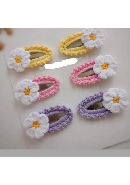 Amigurumi El Yapımı Kız Bebek ve Çocuk Örgü 10'lu Papatya Çıtçıt Toka Seti