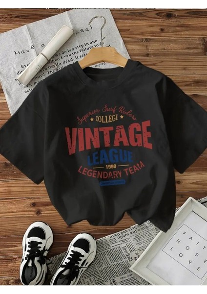Vintage League Baskılı Kadın Pamuk T-Shirt