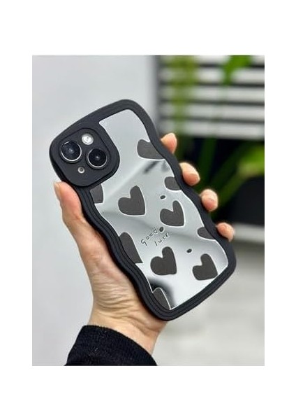 Aksesuar Iphone 13-14 ile Uyumlu Aynalı Siyah Kalp Model Silikon Kılıf modelleri