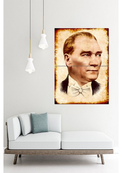 Mustafa Kemal Atatürk Tasarım Ahşap Tablo 70CMX 100CM fiyatları