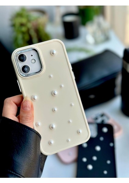 Aksesuar Iphone 12 ve 12 Pro Uyumlu Pearl Tasarım Oyuncaklı Esnek Silikon Kılıf - Krempearl