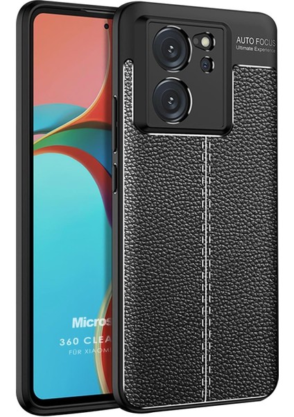 Xiaomi Mi 13T Pro Kılıf Deri Dokulu Silikon Siyah [mi 13T Pro ile Uyumlu Kılıf - Siyah]