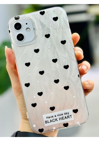 Aksesuar Iphone 11 ile Uyumlu Shine Kalp Tasarımlı Renk Geçişli Parlak Silikon Korumalı Kılıf
