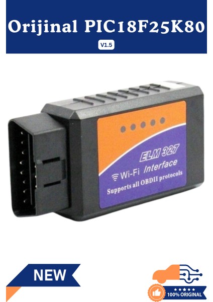 ELM327 V1.5 WiFi Türkçe Araç Arıza Tespit Cihazı OBD2 - Orijinal PIC18F25K80 Çipli, IOS / Android / Windows Uyumlu