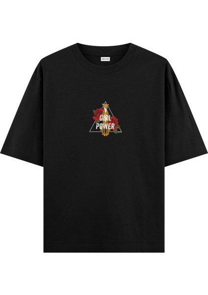 Girl Power - Oversize T-Shirt Siyah