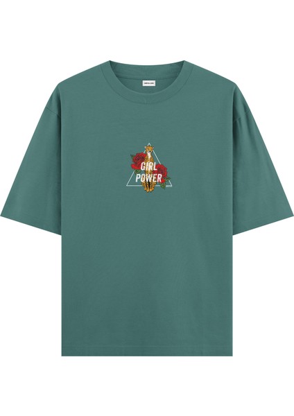 Girl Power - Oversize T-Shirt Yeşil