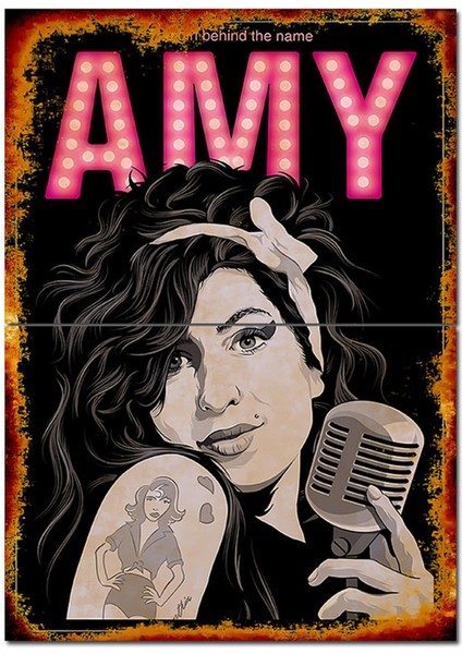 Amy Winehouse Tasarım Ahşap Tablo 70CMX 100CM