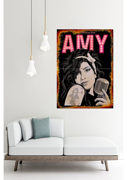 Amy Winehouse Tasarım Ahşap Tablo 70CMX 100CM fiyatları
