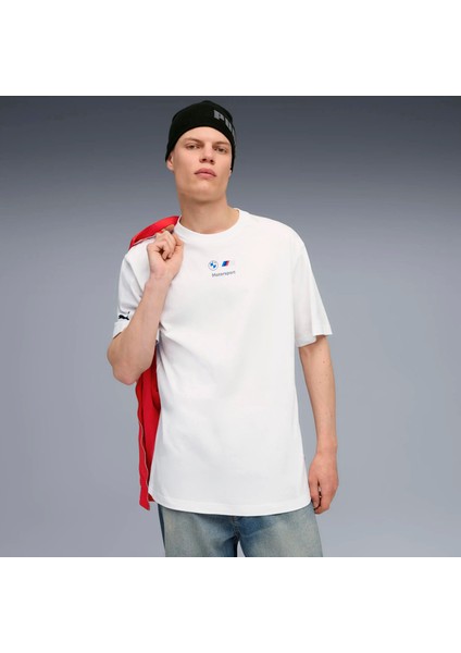 Erkek Beyaz Puma Bmw Mms Car Graphic Tee 2 Beyaz Erkek T-Shirt