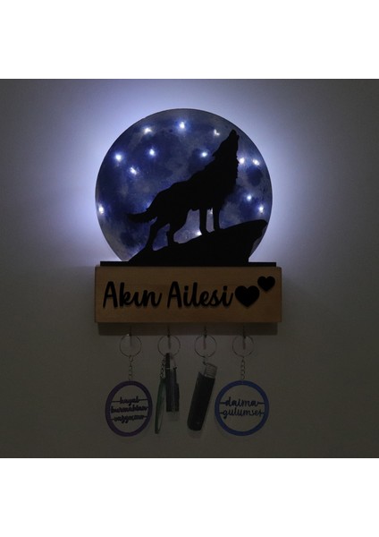 LED Işıklı Pleksi Dolunay Kişiselleştirilebilir Dekoratif Biblo Ursula Kurt Anahtar Askılığı