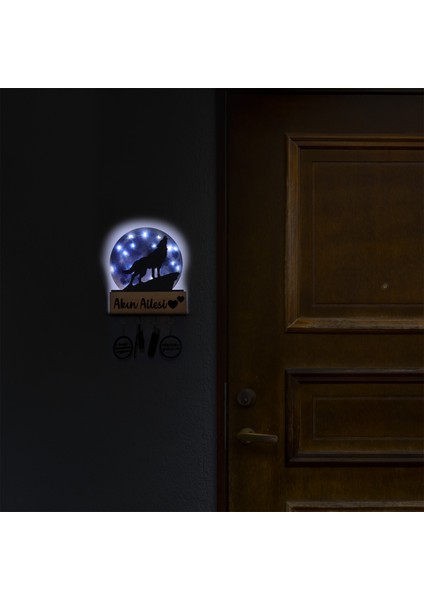 LED Işıklı Pleksi Dolunay Kişiselleştirilebilir Dekoratif Biblo Ursula Kurt Anahtar Askılığı