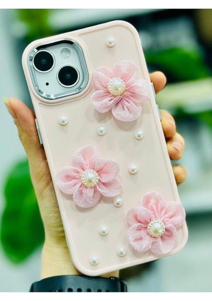 Aksesuar Iphone 13-14 ve 15 ile Uyumlu Tül Çiçek Oyuncak Tasarımlı Esnek Silikon Kılıfı