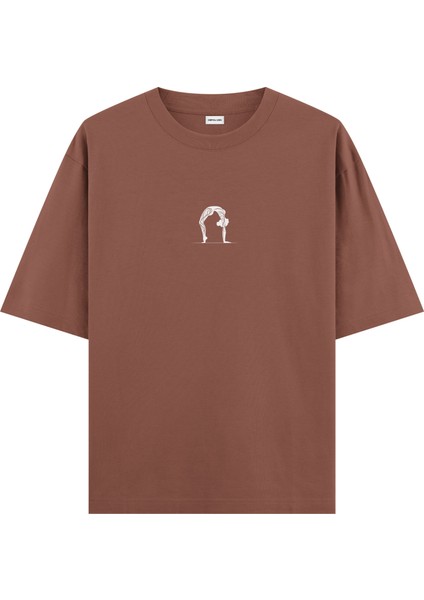 Chakrasana Yoga Oversize T-Shirt Kahverengi
