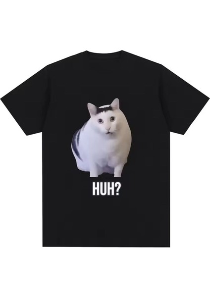 Komik Kedi Poz Baskılı Unisex Pamuk T-Shirt