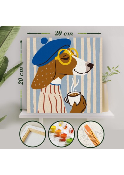 Sayılarla Boyama 20X20 Tuval Seti Fırça Boya Dahil Çıtaya Gerili - Kahve Molası