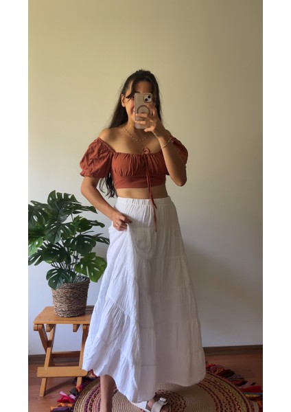 Astarlı Beyaz Uzun Etek fırsatları