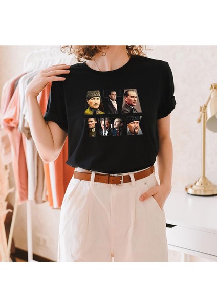 Atatürk Özel Poz Tasarım Baskılı Pamuk T-Shirt