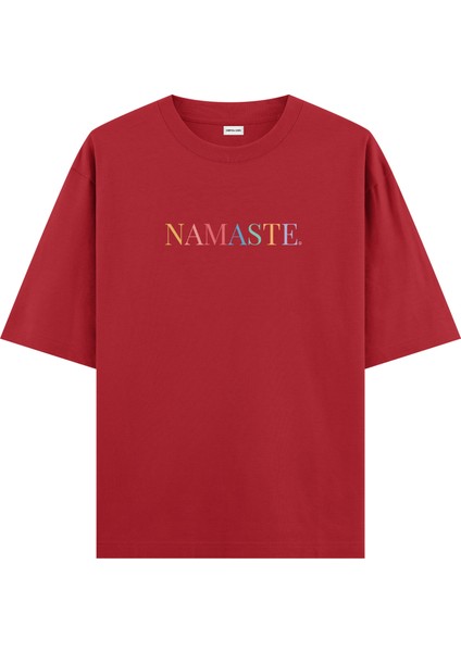 Namaste Yoga Oversize T-Shirt Kırmızı