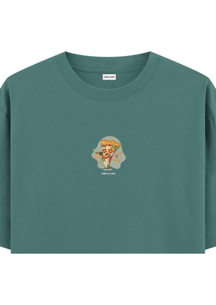 Karaoke Pizza - Oversize T-Shirt Yeşil fiyatları