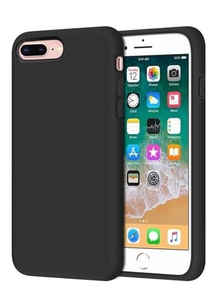 Kılıf iPhone 7 Plus / 8 Plus ile Uyumlu Içi Kadife Lansman Silikon Kılıf Şok Emici Full Kasa Koruma Sağlayan Kılıf (Siyah) fiyatları