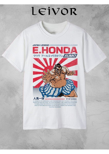 Honda Sumo Street Fighter Tasarım Baskılı Unisex T- Shirt