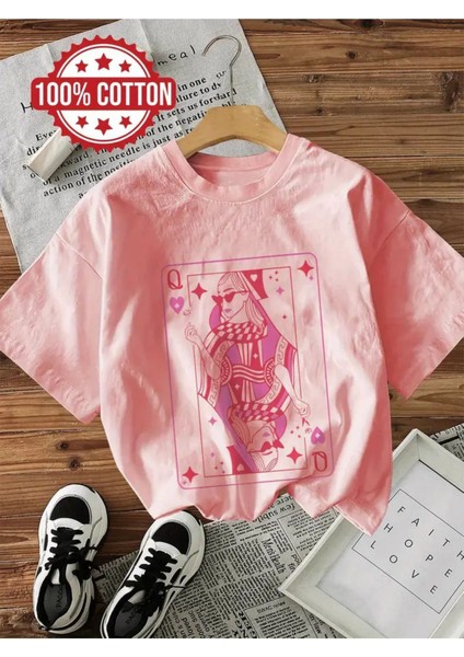 Queen Of Hearts Baskılı Kadın Pamuk T-Shirt