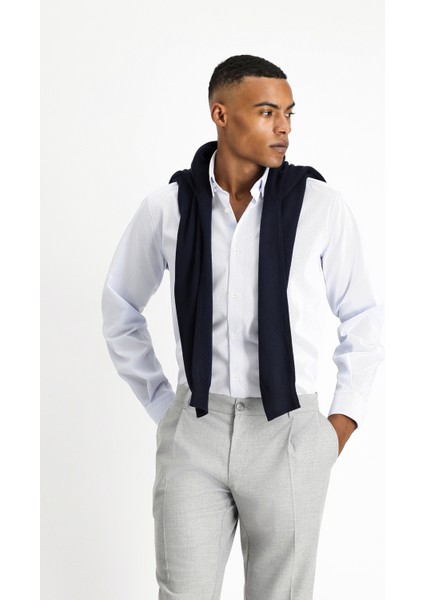 Uzun Kol Klasik Non Iron Desenli Pamuklu Düğmeli Yaka Gömlek modelleri