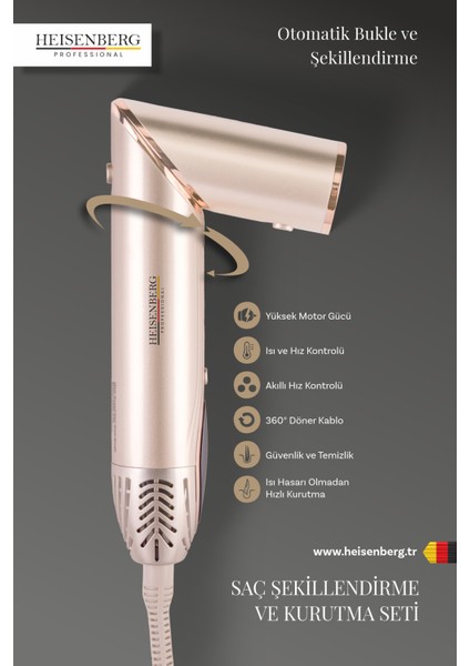 Heısenberg Professional Airwrap Saç Şekillendirme ve Kurutma Seti Aliminyum Gövde fırsatları