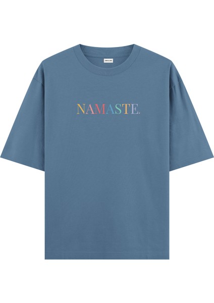 Namaste Yoga Oversize T-Shirt Antrasit Mavi