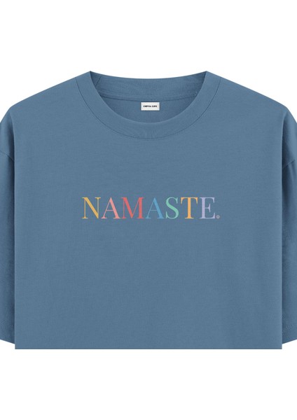 Namaste Yoga Oversize T-Shirt Antrasit Mavi fiyatları