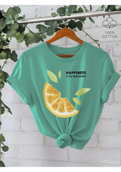 Happiness Baskılı Kadın T-Shirt
